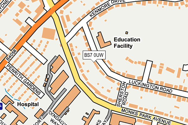 BS7 0UW map - OS OpenMap – Local (Ordnance Survey)