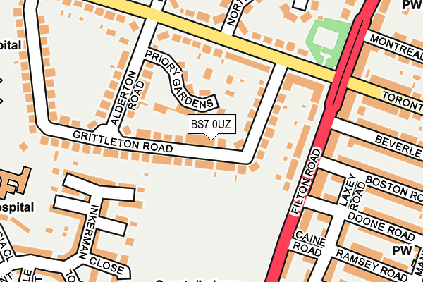 BS7 0UZ map - OS OpenMap – Local (Ordnance Survey)