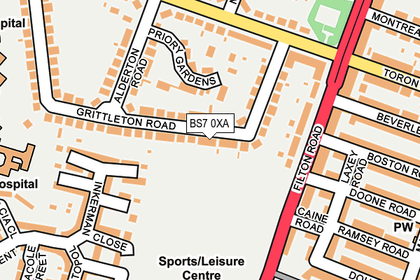 BS7 0XA map - OS OpenMap – Local (Ordnance Survey)