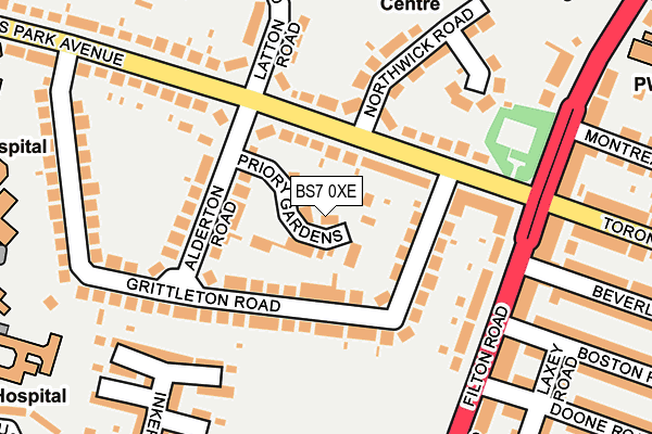 BS7 0XE map - OS OpenMap – Local (Ordnance Survey)