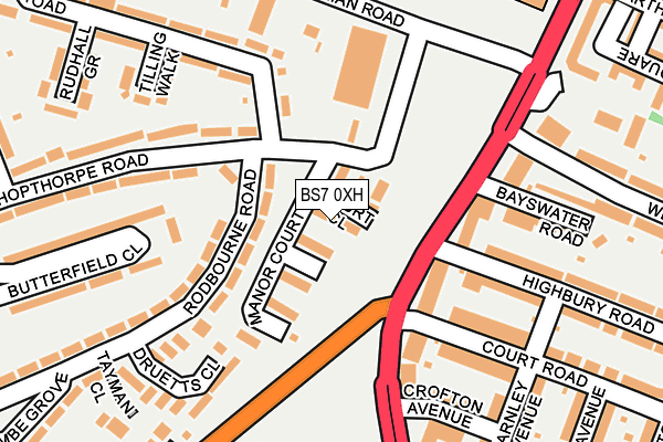 BS7 0XH map - OS OpenMap – Local (Ordnance Survey)