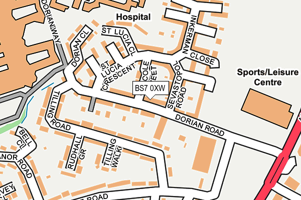 BS7 0XW map - OS OpenMap – Local (Ordnance Survey)