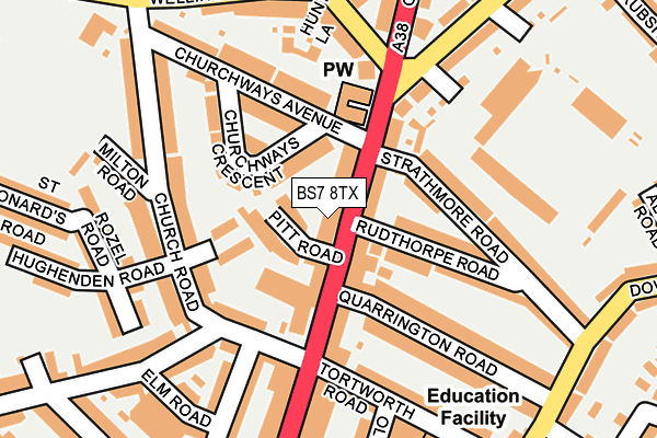 BS7 8TX map - OS OpenMap – Local (Ordnance Survey)