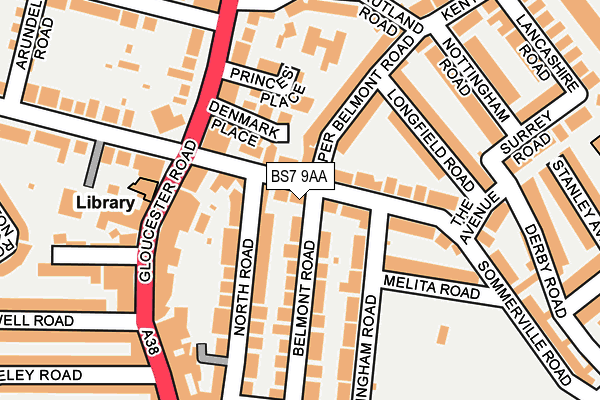 BS7 9AA map - OS OpenMap – Local (Ordnance Survey)