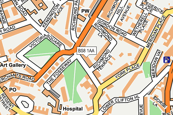 BS8 1AA map - OS OpenMap – Local (Ordnance Survey)