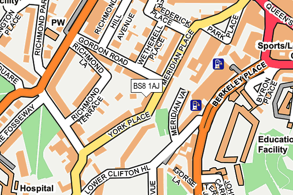 BS8 1AJ map - OS OpenMap – Local (Ordnance Survey)