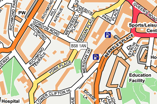 BS8 1AN map - OS OpenMap – Local (Ordnance Survey)