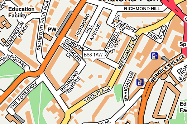 BS8 1AW map - OS OpenMap – Local (Ordnance Survey)