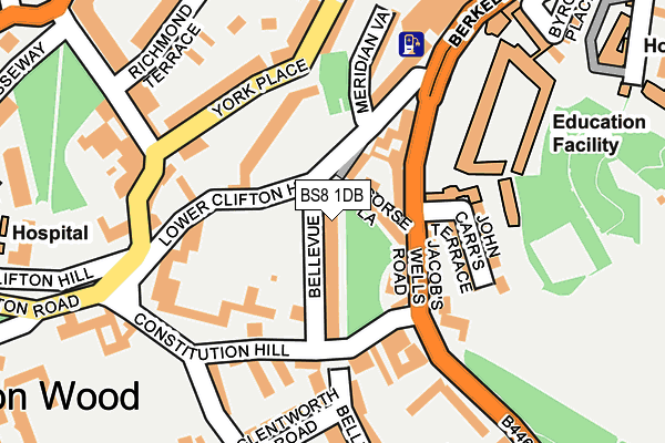 BS8 1DB map - OS OpenMap – Local (Ordnance Survey)