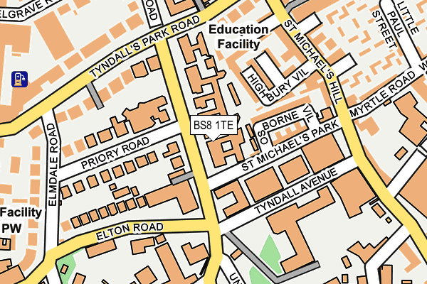 BS8 1TE map - OS OpenMap – Local (Ordnance Survey)