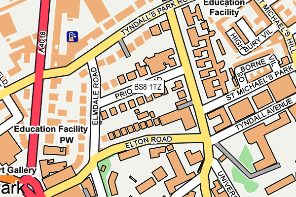 BS8 1TZ map - OS OpenMap – Local (Ordnance Survey)