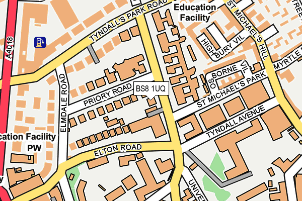 BS8 1UQ map - OS OpenMap – Local (Ordnance Survey)