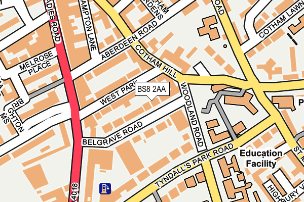 BS8 2AA map - OS OpenMap – Local (Ordnance Survey)