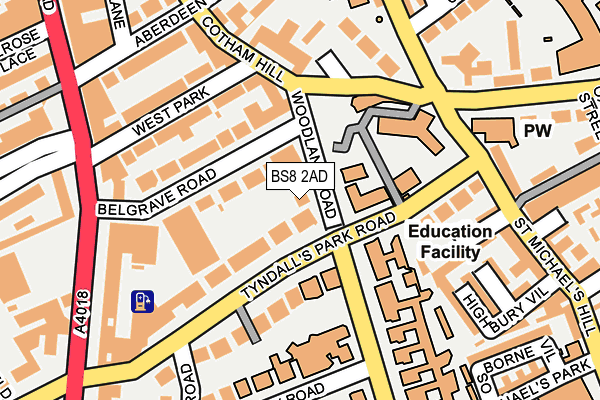 BS8 2AD map - OS OpenMap – Local (Ordnance Survey)