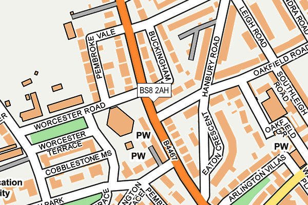 BS8 2AH map - OS OpenMap – Local (Ordnance Survey)