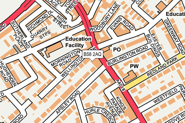 BS8 2AQ map - OS OpenMap – Local (Ordnance Survey)