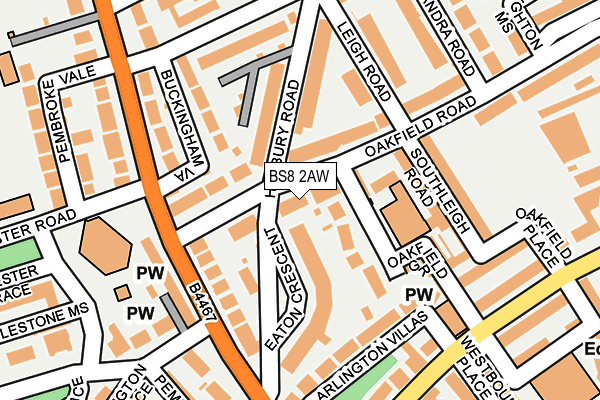 BS8 2AW map - OS OpenMap – Local (Ordnance Survey)