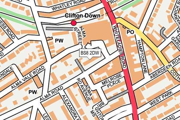 BS8 2DW map - OS OpenMap – Local (Ordnance Survey)