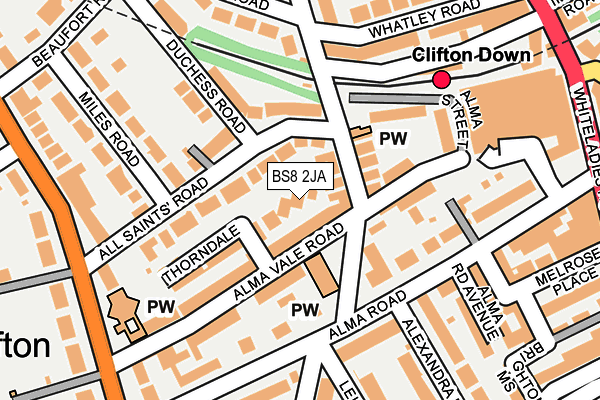 BS8 2JA map - OS OpenMap – Local (Ordnance Survey)