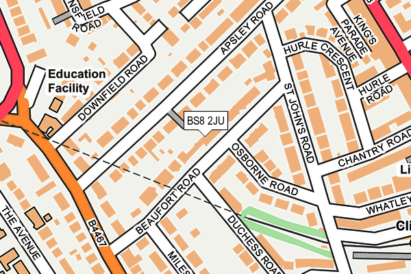 BS8 2JU map - OS OpenMap – Local (Ordnance Survey)