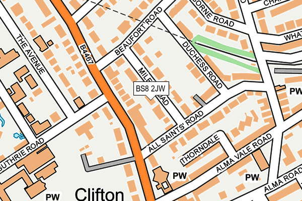 BS8 2JW map - OS OpenMap – Local (Ordnance Survey)