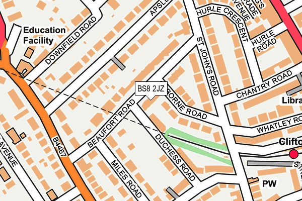 BS8 2JZ map - OS OpenMap – Local (Ordnance Survey)