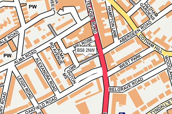 BS8 2NW map - OS OpenMap – Local (Ordnance Survey)