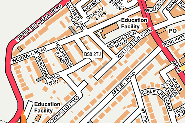 BS8 2TJ map - OS OpenMap – Local (Ordnance Survey)