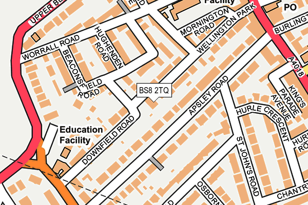 BS8 2TQ map - OS OpenMap – Local (Ordnance Survey)