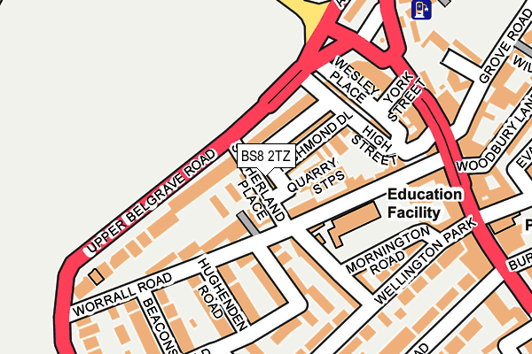 BS8 2TZ map - OS OpenMap – Local (Ordnance Survey)