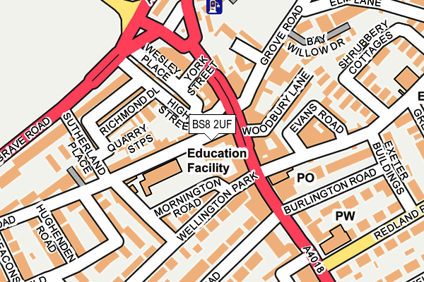 BS8 2UF map - OS OpenMap – Local (Ordnance Survey)