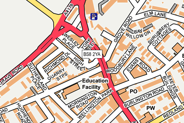 BS8 2YA map - OS OpenMap – Local (Ordnance Survey)