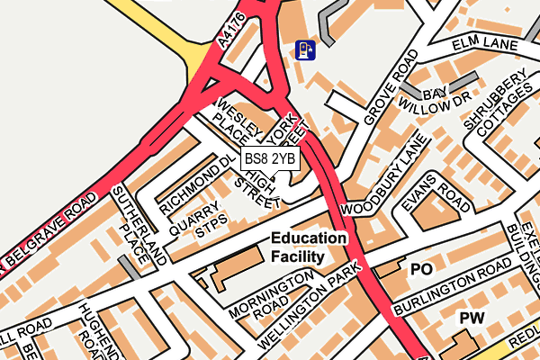 BS8 2YB map - OS OpenMap – Local (Ordnance Survey)