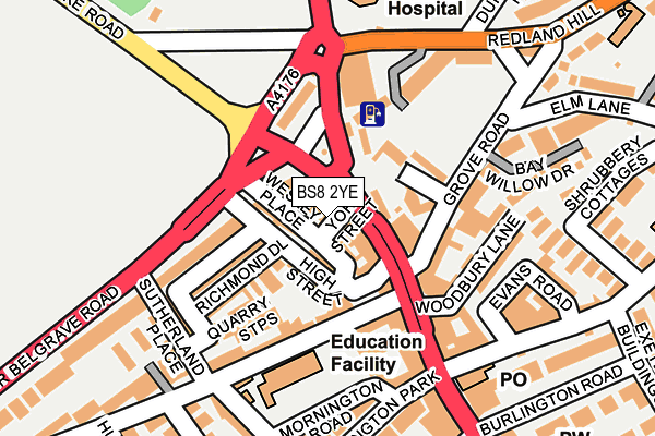 BS8 2YE map - OS OpenMap – Local (Ordnance Survey)