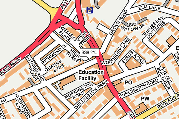 BS8 2YJ map - OS OpenMap – Local (Ordnance Survey)