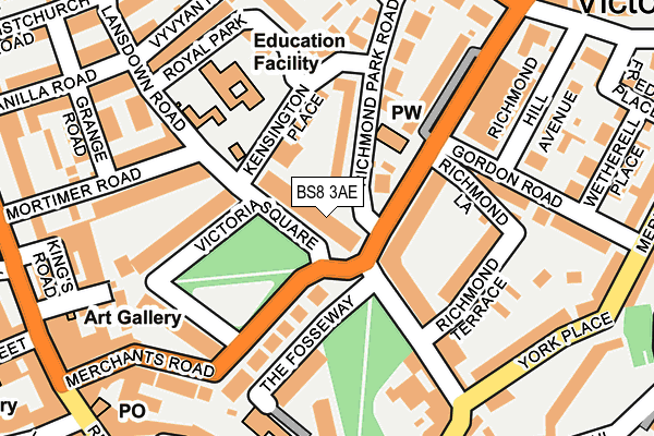 BS8 3AE map - OS OpenMap – Local (Ordnance Survey)