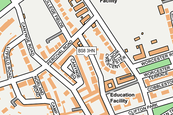 BS8 3HN map - OS OpenMap – Local (Ordnance Survey)