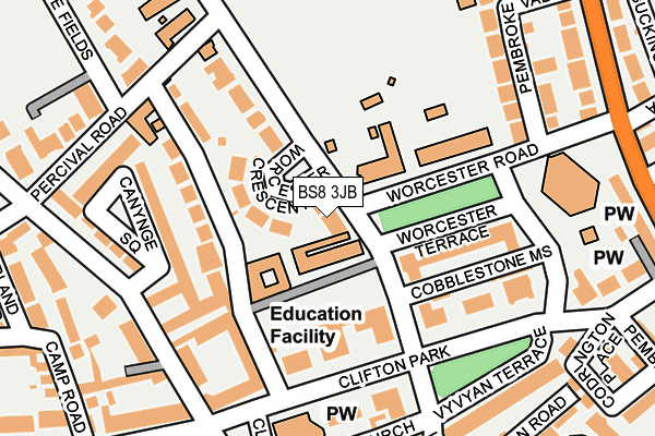 BS8 3JB map - OS OpenMap – Local (Ordnance Survey)