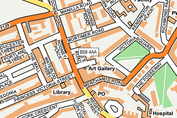 BS8 4AA map - OS OpenMap – Local (Ordnance Survey)