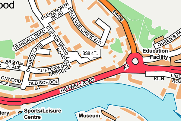 BS8 4TJ map - OS OpenMap – Local (Ordnance Survey)