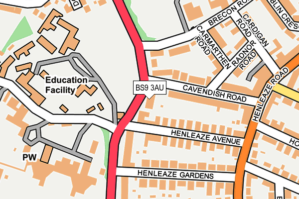 BS9 3AU map - OS OpenMap – Local (Ordnance Survey)