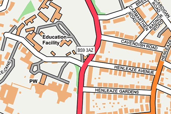 BS9 3AZ map - OS OpenMap – Local (Ordnance Survey)