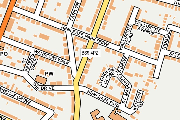 BS9 4PZ map - OS OpenMap – Local (Ordnance Survey)