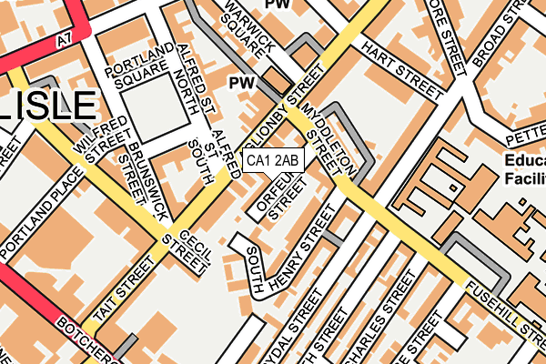 CA1 2AB map - OS OpenMap – Local (Ordnance Survey)