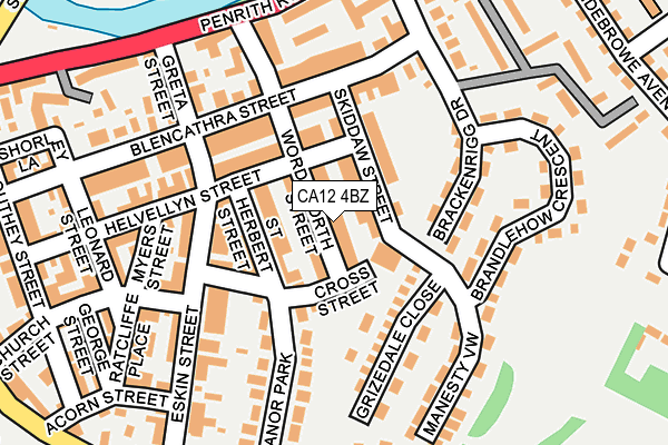 CA12 4BZ map - OS OpenMap – Local (Ordnance Survey)