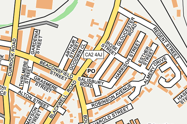 CA2 4AJ map - OS OpenMap – Local (Ordnance Survey)