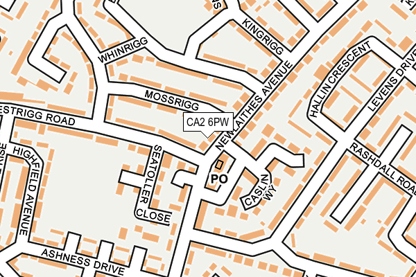 CA2 6PW map - OS OpenMap – Local (Ordnance Survey)