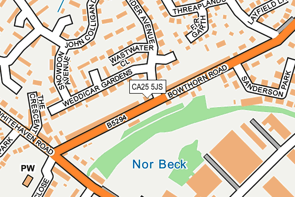 CA25 5JS map - OS OpenMap – Local (Ordnance Survey)