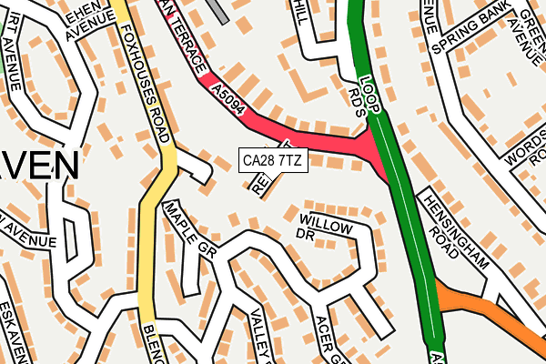 CA28 7TZ map - OS OpenMap – Local (Ordnance Survey)