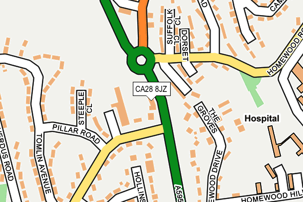CA28 8JZ map - OS OpenMap – Local (Ordnance Survey)